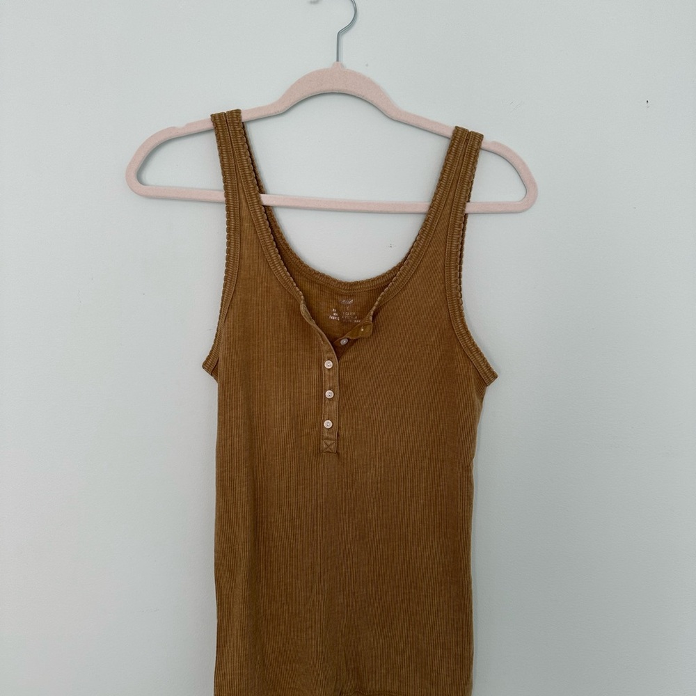 Aerie Brown Tank Top with Button Detail